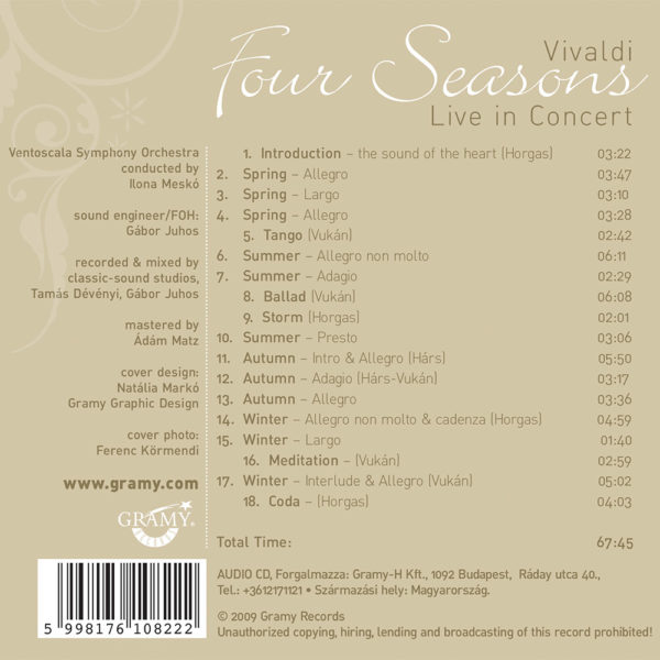 Horgas Eszter – Four Seasons (CD) back cover
